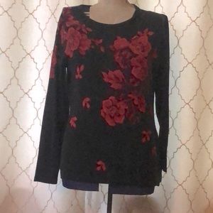 Long sleeve floral sweater